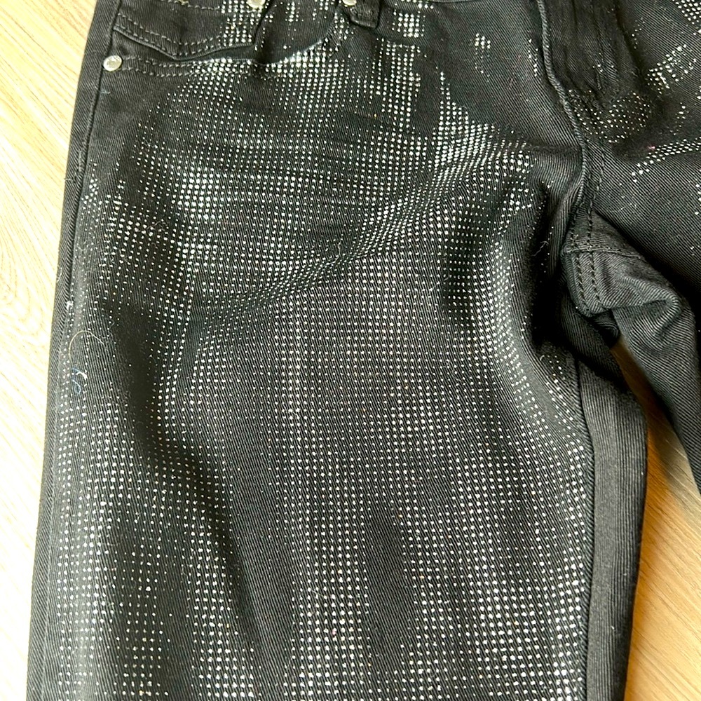 Almost Famous Y2K Glitter Straight Leg Jeans JR 15 Black Glam Denim Barbie